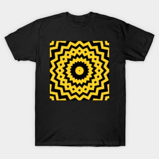 HIGHLY Visible Yellow and Black Line Kaleidoscope pattern (Seamless) 12 T-Shirt